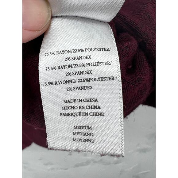 Rails Top Grommet V-Neck Soft Long Sleeve Tunic Top Burgundy Sweater Women's M - Picture 6 of 10